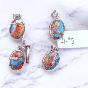 Colgantes Finos de Plata de Ley 925 con Turquesa Ostra Hechos a Mano, Precio al por Mayor, Joyería de Plata - Product Image 2