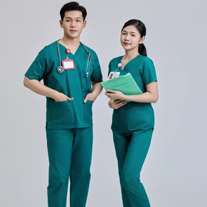 Conjunto de Uniforme Médico Unisex de Tela Worsted Verde Quirúrgico de Origen Vietnamita FMF - Uniformes de Hospital de Spandex/Algodón - Product Image 6