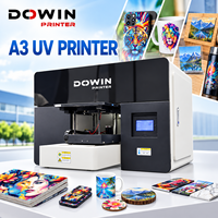 Printer UV Flatbed A3 Desktop Kompak Multifungsi Sirkulasi Tinta CMYKW Putih untuk Koin Peringatan Gantungan Kunci Medali
