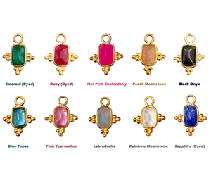 Dainty Rose Ruby Gemstone Pendentif Charms 6x4mm Rectangle Facetté Coupe 925 Argent Sterling Or Vermeil Lunette Ensemble Pendentifs Charms - Product Image 3