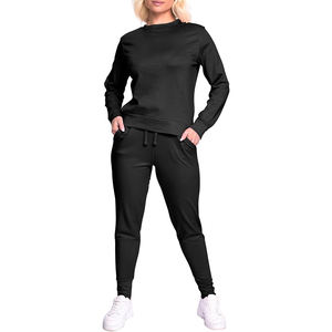 ชุดวอร์มผ้าคอตตอนฟลีซ2ชิ้นสำหรับผู้หญิงชุดออกกำลังกายผ้าคอตตอนโอเวอร์ไซส์ - Product Image 3