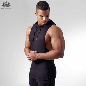 Sweat-shirts à capuche pour hommes, pour la salle de sport, hiver |   Vêtements de sport respirants et écologiques en coton 100% avec impression numérique sans manches | - Product Image 1