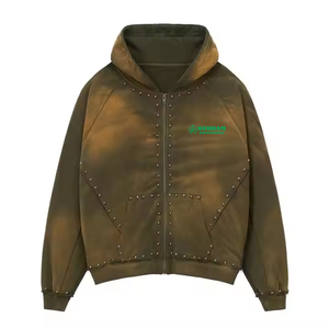 Sweat à capuche zippé streetwear personnalisé de haute qualité, double fermeture éclair, 100 % coton, séchage rapide, respirant, en polaire - Product Image 3