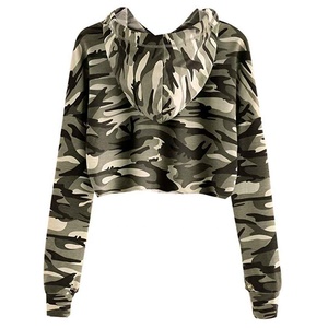 Qualité supérieure 100% coton femmes vêtements Logo personnalisé Street Wear fermer bas haut court à capuche pull Anti-rétrécissement récolte sweats à capuche - Product Image 2