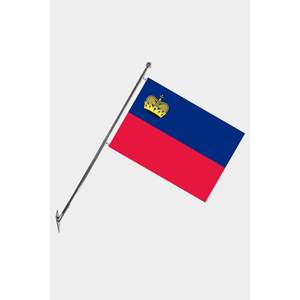 Ensemble de mât de drapeau télescopique mural Liechtenstein en aluminium avec impression numérique, polyester durable, pour jardins et agences de voyage - Product Image 1