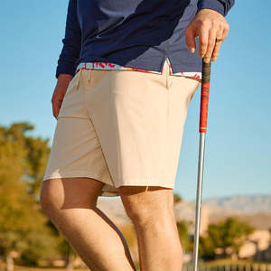 กางเกงกอล์ฟผู้ชายเอวยางยืด แห้งเร็ว ระบายอากาศได้ดี ผ้าโพลีเอสเตอร์ 100% สำหรับเล่นกีฬากลางแจ้งในฤดูร้อน ลายเรียบ - Product Image 1