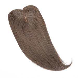 ท็อปเปอร์ผมแท้ยุโรปแบบเรมี่ พร้อมหน้าม้า ฐานไหม สีน้ำตาลประกายเทา # 8a - Product Image 3