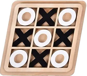 Promozione Vintage Wood Tic Toe Game con bianco nero XOXO attività tavolo decorativo gioco da tavolo amici di famiglia che giocano