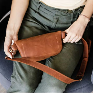 Women's Large Capacity Vintage Style Fanny Pack Waist <b>Bag</b> <b>Waterproof</b> Leather Cream <b>Crossbody</b> <b>Bag</b> Fashionable LFP-0002 - Product Image 3
