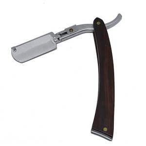Rasoir manuel pliant élégant pour hommes avec lame en acier inoxydable et manche en bois Instrument de barbier et de beauté certifié CE - Product Image 1