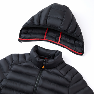 Custom OEM Outdoor Warm Hooded Detachable <b>Hat</b> <b>Men</b> Foldable Into a Bag Down Puffer Jackets - Product Image 6