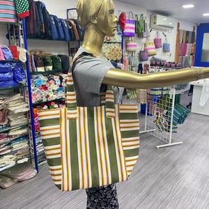 Bolsas de playa de nailon recicladas hechas a mano, bolsas de mercado tejidas a rayas, estilo tradicional indio único, reutilizables, fabricante directo - Product Image 1