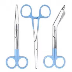 Juego de tijeras quirúrgicas con mango colorido | Tijeras de operación, pinzas Kelly y tijeras de vendaje Instrumentos médicos de acero inoxidable - Product Image 3