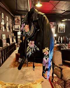 <strong>Wholesale</strong> Customizable Reversible <strong>Leather</strong> <strong>Bomber</strong> <strong>Jacket</strong> Mock Neck Zip Closure Patch Embroidery Bones Applique for Winter - Product Image 6