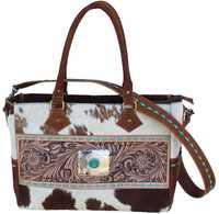 Sac fourre-tout vintage en cuir de vachette fait main, style bohème, pour femme, avec bandoulière réglable, fermeture éclair, pompon unique, toile de haute qualité