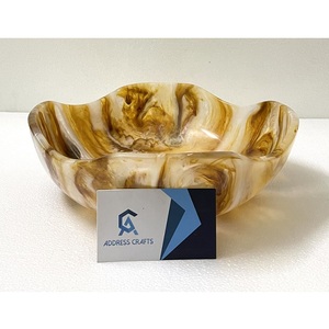 Cuenco para servir de resina, precio al por mayor, vajilla con logotipo personalizado, estilo Vintage, resina de Jade oscuro, fruta, ensaladera, platos de cocina - Product Image 5