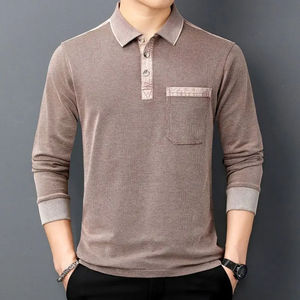 Casual <b>Men</b> <b>Polo</b> <b>Shirts</b> Spring Autumn New Solid Lapel Button Pocket Streetwear Fashion Office Social <b>Long</b> <b>Sleeve</b> Tops - Product Image 1