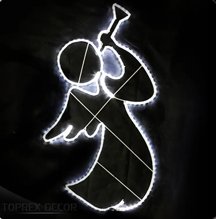Toprex trang trí nội thất 2D LED Rope ánh sáng giáng sinh thiên thần Motif cho nhà thờ Backdrop trang trí cho các sự kiện Tôn Giáo