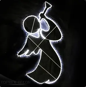 مصباح بحبل ليد 2D للديكور ، عزر ملاك عيد الميلاد لتزيين خلفية الكنيسة للمناسبات الدينية