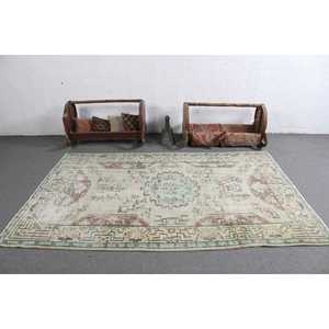 Tapis vintage de grande taille 5,1 x 8 pieds, tapis turc, tapis à bordure marron - Product Image 3
