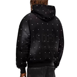 Sudadera con Capucha de Invierno para Hombre, con Pedrería Brillante, 100% Algodón, Tejido Suave con Impresionante Decoración de Cristales - Product Image 3