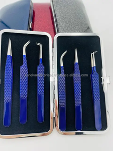 Pinces à épiler professionnelles pour extensions de cils, bleu royal et noir, pointe lisse, acier durable personnalisé, anti-magnétique, anti-statique, précision - Product Image 2