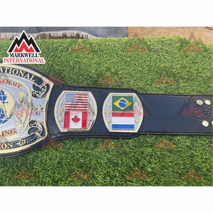 มวยปล้ำเฮฟวี่เวทสากลเข็มขัดแชมป์กำหนดเองขนาดผู้ใหญ่ชุบสังกะสีสายหนัง vegetan ชุบคู่ - Product Image 3