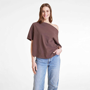 Haute qualité pas cher prix 100% coton personnalisé tenue décontracté femmes hors épaule t-shirts fabriqué au Pakistan - Product Image 1