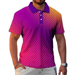 Chemises amples à motifs géométriques simples pour hommes, mode estivale, usage quotidien, impression numérique, 100% polyester, séchage rapide - Product Image 1