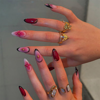 Ongles à pression imprimés en 3D réutilisables faits à la main de luxe nouvelle conception de fleur inscrite de mode pour la beauté de manucure-Vente en gros