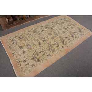 Tapis turc Vintage Beige Vert 3.5 X 6.6ft fait à la main en laine grande surface Patchwork Design rectangulaire couloir Latex pour la décoration de la chambre - Product Image 5