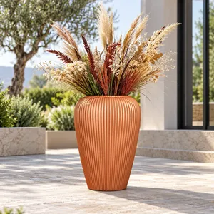 Maceta Ovalada de Fibra de Vidrio con Diseño Acanalado Fida - Product Image 4