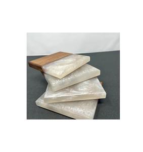 Eco-friendly Wood <b>and</b> Resin <b>Coaster</b> <b>Set</b> Drinking Light Green Color <b>Placemats</b> Dark Color <b>Coaster</b> - Product Image 2