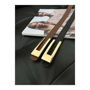 Lot de 2 Offre Spéciale : Ceinture Femme Designer à Boucle Noir-Cuivré, Ceinture pour Veste, Ceinture pour Chemise, Ceinture pour Robe - Noir & Cuivré - Or - Product Image 4