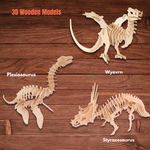 Montessori <strong>Learning</strong> <strong>DIY</strong> <strong>Toy</strong> 3D Wooden Dinosaur Triceratops Skeleton Puzzle Educational Gift for 5 to 7 Years - Product Image 5