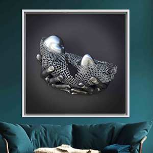 Metallic Baby Art: Abstract Printed <b>Canvas</b> Artwork for Modern Decor,Whte <b>Framed</b> <b>Canvas</b> - Product Image 1