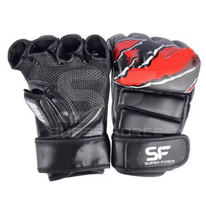 Guantes MMA de cuero PU, construcción duradera para combate y lucha, guantes MMA ajustables con agarre fuerte - Product Image 1