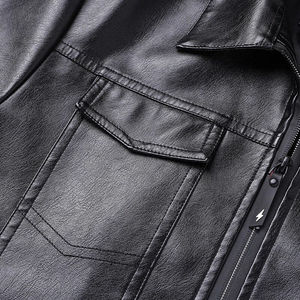 Wholesale Men's Sustainable Genuine Leather <b>Canvas</b> <b>Jacket</b> with Knitted Design Breathable & Quick Dry Customizable Sizes & Colors - Product Image 6