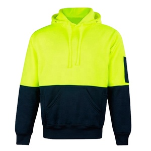 Sudadera con capucha de seguridad para hombre, forro polar con cremallera, reflectante, Hi Vis, parte inferior negra - Product Image 1