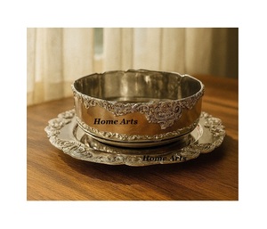 Handmade Stainless Steel <b>Dessert</b> <b>Bowl</b> Trending Design Round Shape Dates <b>Bowl</b> With Plate Designer Border In Bulk - Product Image 6