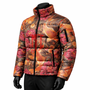 เสื้อแจ็คเก็ตพัฟเฟอร์คอตั้งพิมพ์ลายปลาคาร์ฟลายดอกไม้ เสื้อแจ็คเก็ตฤดูหนาวแบบควิลท์ รับผลิตตามสั่ง OEM ODM ขายส่งจากโรงงาน - Product Image 3