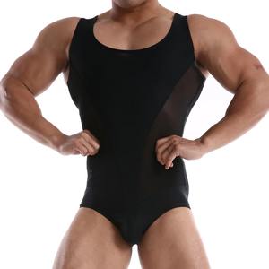 Sexy <b>Men</b> Breathable Mesh Undershirts Transparent Jumpsuit Wrestling <b>Singlets</b> Leotard Underwear Gym Fitness - Product Image 6