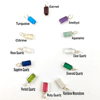 925 argent Sterling lunette ensemble cristal clair Quartz Baguette forme pierre de naissance pendentif mode pendentif cristal pendentifs breloques