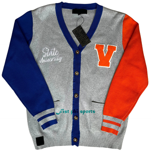 Écusson universitaire VSU de haute qualité |   Cardigan brodé en tissu doux et résistant pour un confort durable, cardigan universitaire - Product Image 1