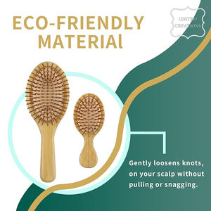 Custom Logo Eco-Friendly Bamboo <b>Hair</b> <b>Brush</b> and Comb Sustainable Anti-Tangle <b>Wooden</b> - Product Image 3
