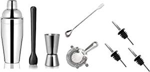 Luxury Premium Stainless Steel <b>Bar</b> Ware Tools Set of 9 Pcs with Gold Plating & Wooden Stand - Product Image 6