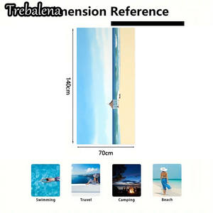 Telo Mare Trebalena Ultra-Morbido 30*60 Pollici con Stampa Fotografica 3D Digitale, Motivo Cabana da Spiaggia Vista Oceano, Ecologico e Tropicale - Product Image 4