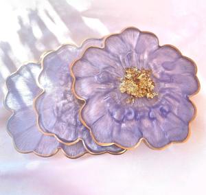 Sous-verre en résine au design unique, aspect marbre, résine artisanale avec placage or sur le bord, sous-verre pour café et thé - Product Image 5