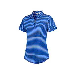 Bajo MOQ Fabricante de fábrica Moda Tallas grandes Manga corta Diseño impreso personalizado Raya Polo para mujer de Bangladesh - Product Image 3