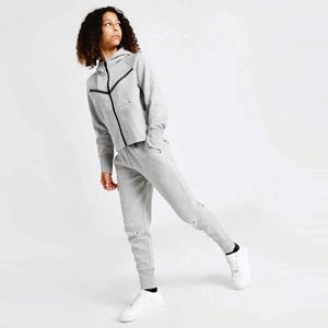 Logo de marque personnalisé 69% coton 31% polyester gris chiné survêtement polaire technique pour filles sweat à capuche zippé complet joggers pantalons de survêtement survêtement - Product Image 1